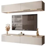 lookway Wohnwand hängende AURORA Kaschmir mit LED, Fronten in Matt beige
