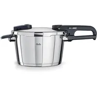 Fissler Schnellkochtopf Vitaquick® Edition, Edelstahl 18/10 (Set, 6-tlg., je 1 Topf 4,5 + 2,5 Liter, 1 Deckel, 1 Zusatz-Glasdeckel + Zubehör), Made in Germany, mit gelochtem Einsatz silberfarben