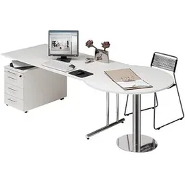 Kerkmann Konferenztisch Lago weiß rechteckig, T-Fuß-Gestell chrom, 200,0 x 100,0 x 72,0 cm