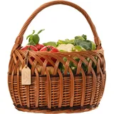 FALKENBERGER Weidenkorb 33x21x24cm "Greta" Einkaufskorb aus Weide Flechtkorb mit Henkel Handarbeit Pilzkorb Marktkorb
