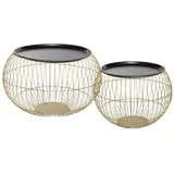 Wellhome Well Home 2er Set glamouröse Beistelltische aus Metall in Gold und Schwarz