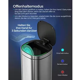 Songmics Mülleimer 50,0 l silber