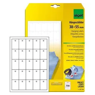 Sigel LP716 Hängeetiketten 38x55 mm mit Loch