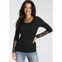 MELROSE Langarmshirt MELROSE, Damen, Gr. 36, schwarz, Jersey, Spitze,