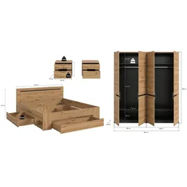 xonox.home Schlafzimmer CANU, Set basaltgrau Artisan Nachbildung - Basaltgrau