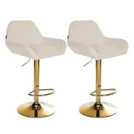 CLP 2er Set Barhocker Braga Gold Stoff creme