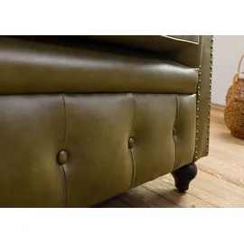 Massivmoebel24 Sessel Echtleder 105x82x75 grün CHESTERFIELD #302