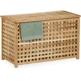 Relaxdays Wäschetruhe, herausnehmbarer Innensack, 90 l, HBT: 47x78x48 cm, Wäschesammler mit Deckel, Walnussholz, natur