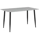 P & B Esstisch, Weiß Hochglanz, Metall, Keramik, Marmoroptik, Rundrohr, 140x76x80 cm, Esszimmer, Tische, Esstische, Esstische Keramik