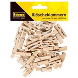 IDENA Mini Wäscheklammern Holz, 48 Stück, ca. 3,5 cm lang, zum Basteln, Dekorieren und Verzieren