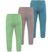 normani Outdoor Sports Normani, Outdoor Sports 3er Pack Baby Merino Unterhose mit Füßen in Blau/Rosa/Grün | Gr.: 56