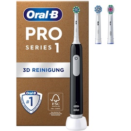 Oral B Oral-B Pro Series 1 Plus Edition Elektrische Zahnbürste/Electric Toothbrush, PLUS 3 Aufsteckbürsten, 3 Putzmodi für Zahnpflege, recycelbare Verpackung, Designed by Braun, black
