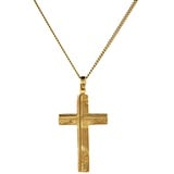 HOPLO Kreuzanhänger Anhänger Kreuz mit massiver Goldkette 1,1 mm 333-8 Karat Gold, Made in Germany 40 cm