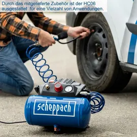 SCHEPPACH HC06 ölfrei 6L 8bar 1200W | 5 m Sprialschlauch