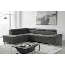 sit&more Ecksofa SIT & MORE "Valentine L-Form, B: 272 cm", grau (dunkelgrau), B:272cm H:73cm T:226cm, 100% Polyester;Luxus-Kunstleder/Struktur (88% Polyester, 12% Polyamid), Sofas, Ecksofa, mit Arm- & Kopfteilverstellung, optional mit Bettfunktion, Topseller