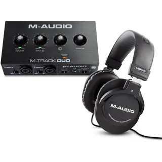 M-Audio M-Track Duo & HDH40 – USB Audio Interface für Aufnahmen und Over-Ear Studiokopfhörer