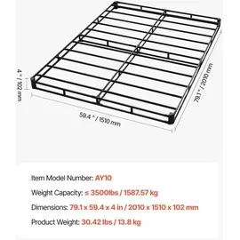Vevor Boxspringbettgestell 2010 x 1510 mm 102 mm Beige