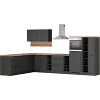 kochstation Winkelküche KS-Lana L-Form 240 cm grau