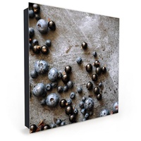 Primedeco Schlüsselkasten Magnetpinnwand mit Glasfront Heidelbeeren auf Holz (1 St) grau