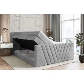 altdecor Boxspringbett ERNINA-Z KING - 160x200 - H3/H4 - Hellgrau