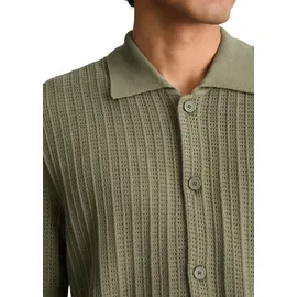 Marc O'Polo DENIM, Herren, Gr. XL, grün (chalky sage), Single Jersey, Obermaterial: 100% Baumwolle, regular fit normal, Rippbündchen, Strickjacken Strickjacke, Kurzarm-Strickjacke im Polostil regular mit Lochstruktur