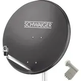 Schwaiger 80cm anthrazit + Quad LNB + Switch
