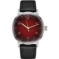 Boyarca Mechanische Vintage-Armbanduhr mit Spiegel aus Glas, lässig, minimalistisch, mechanisch, Handaufzug für Männer und Frauen, Silber und Rot., Armband