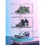 MECC Klare Schuhbox, stapelbarer Acrylschuhschrank, mit Magnettür,14.4x10.6x8inch/36x27x20cm (Clear Side Door 3 Pack)