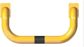 Schake Rammschutzbügel Doppelbügel, vertiefte Ausführung Gesamttiefe: ca. 350mm + 2 Standpfosten gelb/schwarz Breite: 750 mm, Höhe Überflur: 650 mm zum Einbetonieren