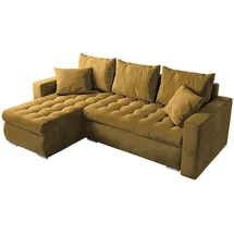 bromarkt Ecksofa LUIS Schlaffunktion Bettkasten L-Form 238x148x88cm Gelb, - Gelb