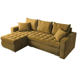 bromarkt Ecksofa LUIS Schlaffunktion Bettkasten L-Form 238x148x88cm Gelb, - Gelb