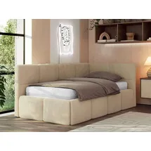 MKS JUGENDBETT ARVO 90/200 - Beige Plüsch - Foam-Matratze - Rechts Seite