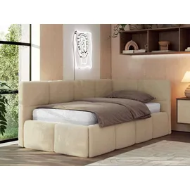 MKS JUGENDBETT ARVO 90/200 - Beige Plüsch - Foam-Matratze - Rechts Seite