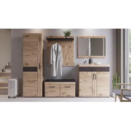 Die Möbelfundgrube Schuhkommode 93 x 100 x 38 cm Grau / Viking Eiche Dekor