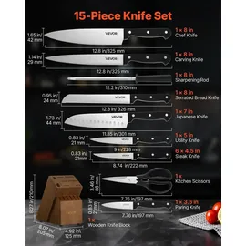 Vevor Küchenmesserset 15-tlg. Weiß