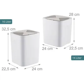 Relaxdays Mülleimer 16 l Creme/Grau