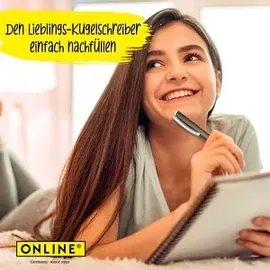 Online Schreibgeräte Kugelschreiberminen 70038, Metallgroßraummine, Stärke M, blau, 6 Stück