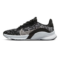 Nike Damen SuperRep Go 3 Flyknit Sneaker, Black/METALLIC Silver-White, 37.5 EU