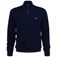 GANT Herren Strickjacke - CASUAL COTTON ZIP CARDIGAN, Stehkragen, Baumwolle Blau 5XL