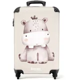 NoBoringSuitcases.com Handgepäck Koffer 55x40x20 cm Kinderkoffer Tiere: Nilpferd, - Bunt