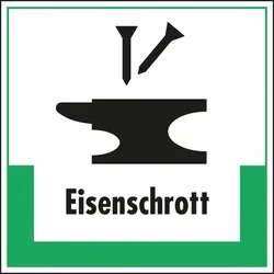 Schild I Abfallkennzeichen Eisenschrott, mit Symbol und Text, Kunststoff, 200x200mm