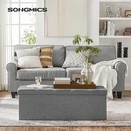 Songmics Sitzbank Truhenbank Hellgrau 110 x 38 x 38 cm