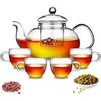 Kyraton 1000 ml Teekanne aus Glas mit Teesieb und Aufblüh und Loseblatt-Teezubereiter-Set, Herdplatten- und mikrowellenfester