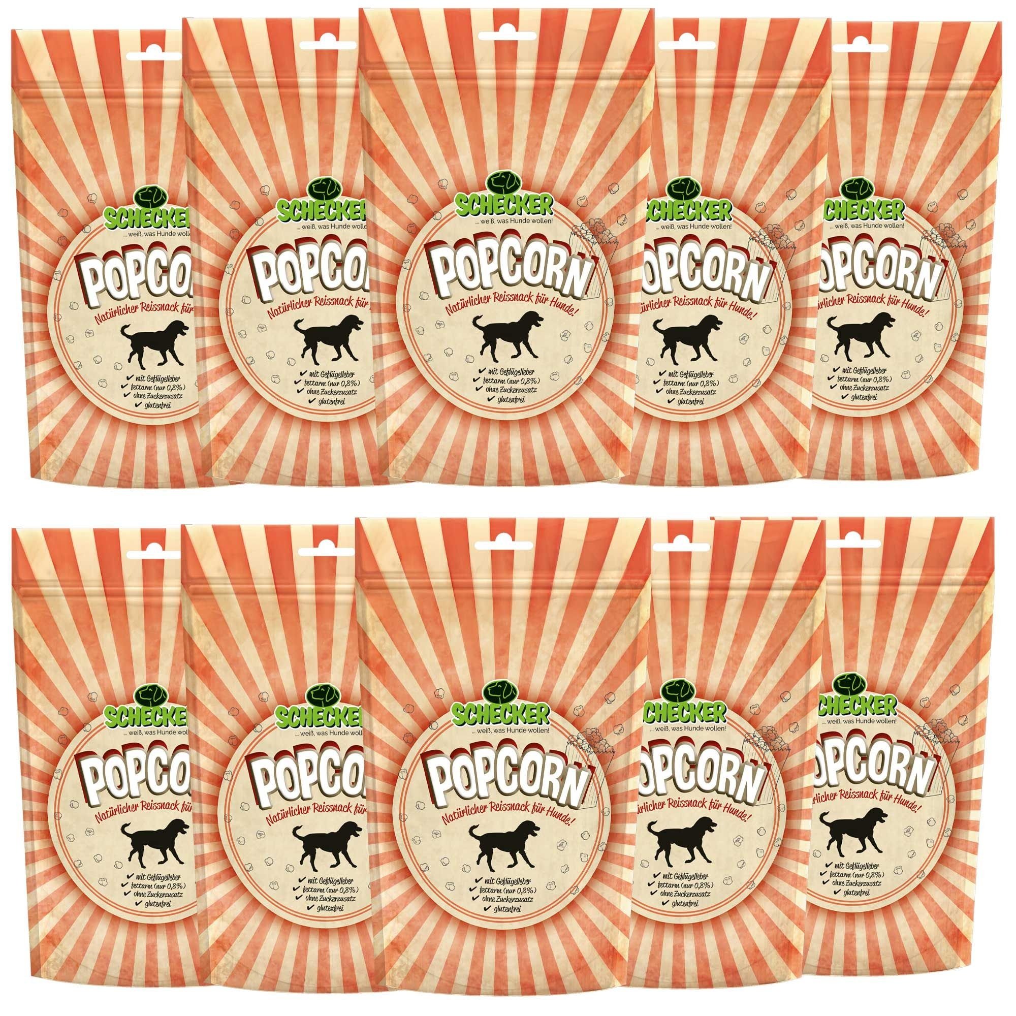 Schecker Hundeleckerli - Popcorn für Hunde Futter 10x100 g