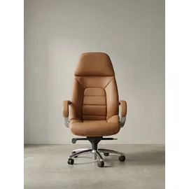 KADIMA DESIGN Chefsessel Echtleder Caramel