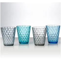 BRUNNER Camping Glas 4er Set Trinkglas Diamond Wasser Gläser Bruchfest 300 ml