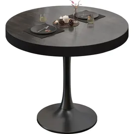 GGM Möbel BL | Bistrotisch | Ø:H 70 x 78 cm | Schwarzer Rand | Wenge / Schwarz | Rund