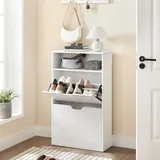 VASAGLE Schuhschrank Schuhregal mit 2 Klappen 60 x 24 x 102 cm weiß - Weiß