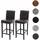 Mendler 2er-Set Barhocker HWC-C33, Barstuhl Tresenhocker, Holz ~ braun, dunkle Beine, Leder