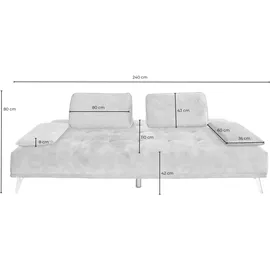 KAWOLA Sofa WIOLO Schlafsofa Daybed mit Hocker velvet